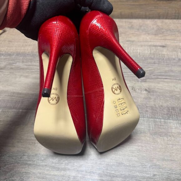 Michael Kors Ionna Ruby Red Leather Platform Pump Women's Size 8 - Picture 4 of 6